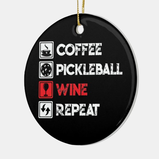 Coffee Pickleball Wine Herhaal Funny Keramisch Ornament (Links)