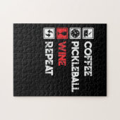 Coffee Pickleball Wine Herhaal Funny Legpuzzel (Horizontaal)