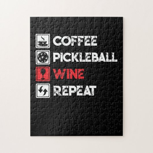 Coffee Pickleball Wine Herhaal Funny Legpuzzel (Verticaal)