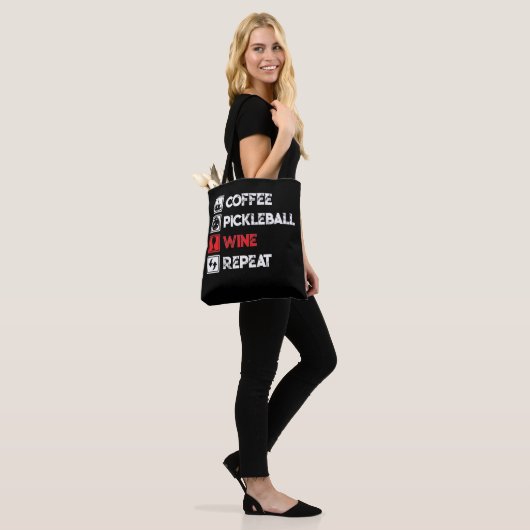 Coffee Pickleball Wine Herhaal Funny Tote Bag (Op model)