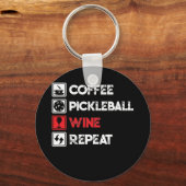 Coffee Pickleball Wine Herhalen Sleutelhanger (Voorkant)