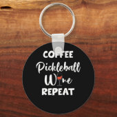 Coffee Pickleball Wine Herhalen Sleutelhanger (Voorkant)