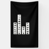 Coffee Pickleball Wine Herhalen Spandoek (Verticaal)