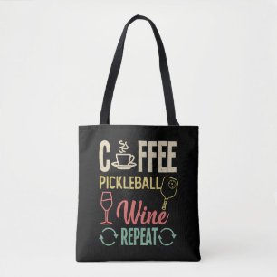 Coffee Pickleball Wine Herhalen Tote Bag
