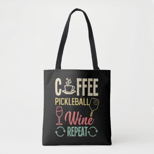 Coffee Pickleball Wine Herhalen Tote Bag (Voorkant)