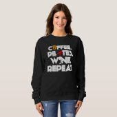 Coffee Pilates Wine Herhalen Trui (Voorkant volledig)