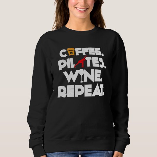 Coffee Pilates Wine Herhalen Trui (Voorkant)