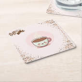 Coffee Pink Aesthetic Kwaii style Coaster Kartonnen Onderzetters (Schuin)