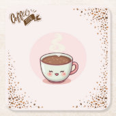 Coffee Pink Aesthetic Kwaii style Coaster Kartonnen Onderzetters (Voorkant)