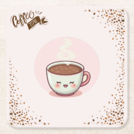 Coffee Pink Aesthetic Kwaii style Coaster Kartonnen Onderzetters