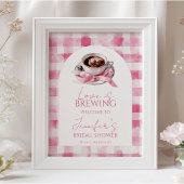 Coffee Pink Bow Bridal Shower Welcome Sign Poster
