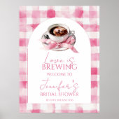 Coffee Pink Bow Bridal Shower Welcome Sign Poster (Voorkant)