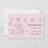 Coffee Pink Bow Cafe Bebe Girl Baby Shower Bedankkaart (Voorkant)