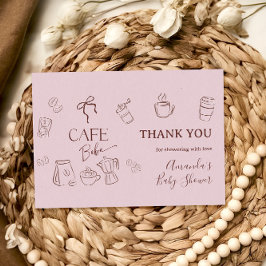 Coffee Pink Bow Cafe Bebe Girl Baby Shower Bedankkaart
