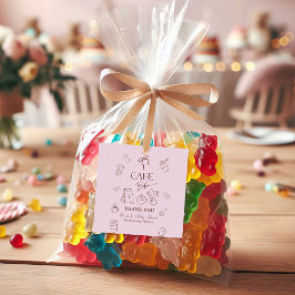 Coffee Pink Bow Cafe Bebe Girl Baby Shower Decor Bedankjes Labels