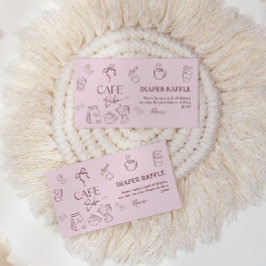 Coffee Pink Bow Cafe Bebe Girl Baby Shower Diaper Informatiekaartje