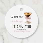 Coffee Pink Bow Espresso Martini Baby shower Bedankjes Labels (Voorkant)