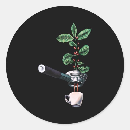 Coffee Plant Espresso Barista Ronde Sticker (Voorkant)