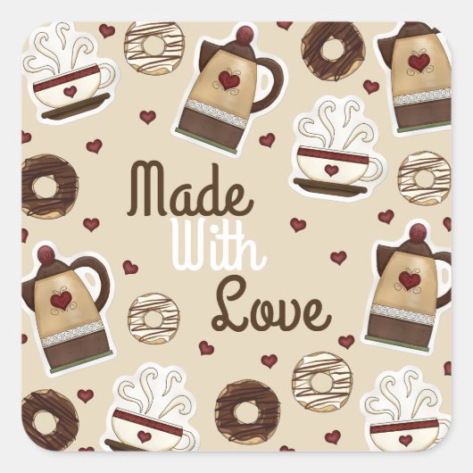 Coffee Pot and Cup Vierkante Sticker (Voorkant)