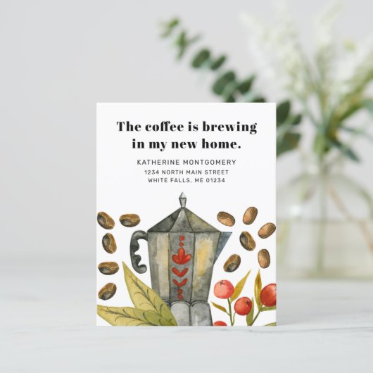 Coffee Pot Brewing Budget Moving Aankondiging (Staand voorkant)