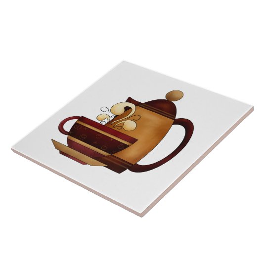 Coffee Pot & Cup Cute Ceramic Kitchen Tegel Tegeltje (Zijkant)