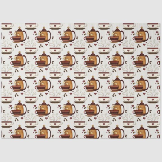 Coffee Pot & Cups Cute Pattern Decoupage Tissue P Tissuepapier (Voorkant)