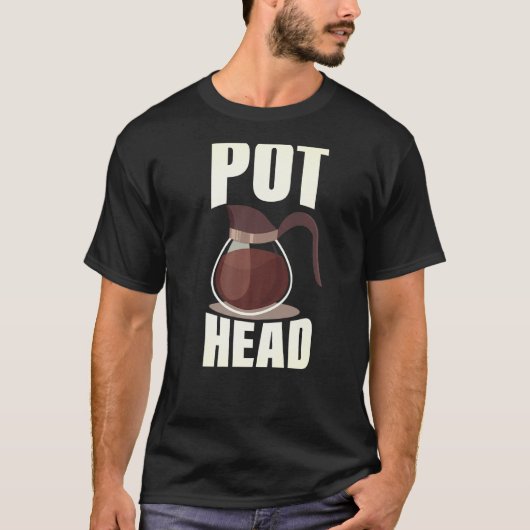 Coffee Pot Head Drink Espresso Caffeine Bean R T-shirt (Voorkant)