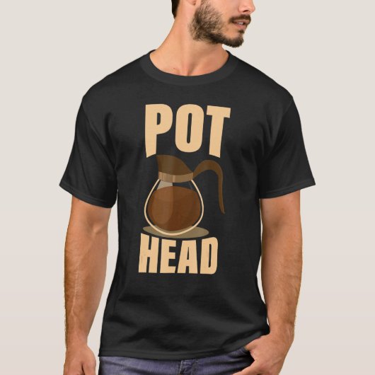 Coffee Pot Head Drink Espresso Caffeine Bean R T-shirt (Voorkant)