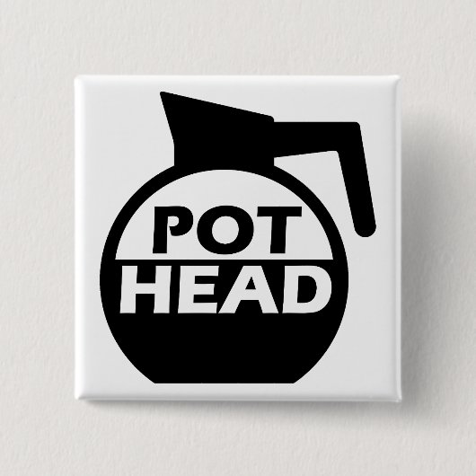Coffee Pot Head Funny Button Badge Caffeine (Voorkant)