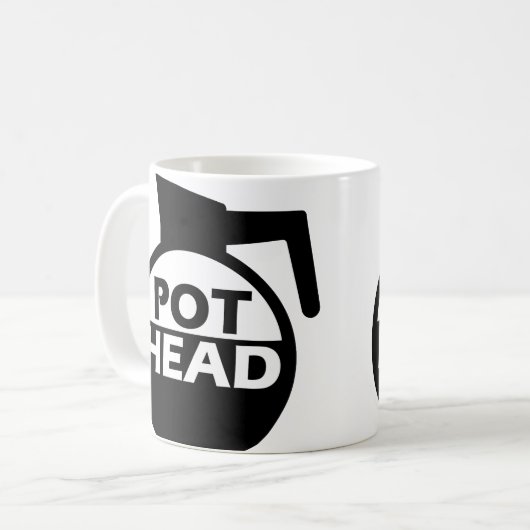 Coffee Pot Head Funny Mug Caffeine Koffiemok (Voorkant links)