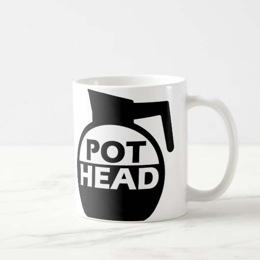 Coffee Pot Head Funny Mug Caffeine Koffiemok (Rechts)