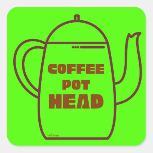 COFFEE POT HEAD grappig cadeauidee Vierkante Sticker