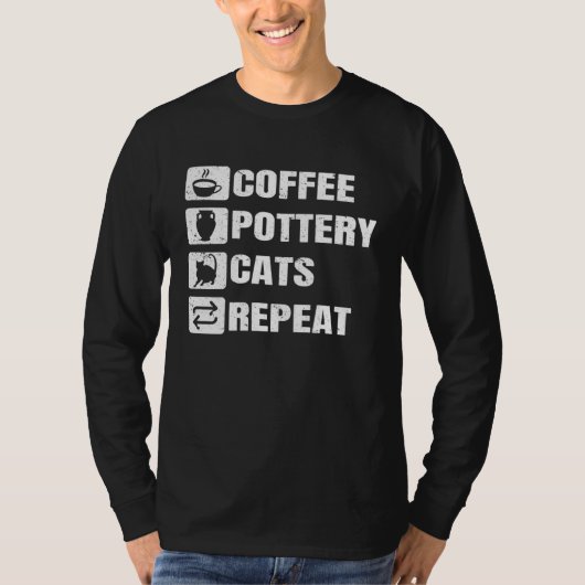Coffee Pottery Cats Repeat Ceramic Pottery Ceramic T-shirt (Voorkant)