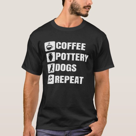 Coffee Pottery Dogs Repeat Ceramic Pottery Ceramic T-shirt (Voorkant)