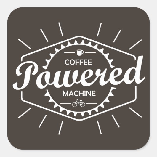 Coffee Powered Bicycle Vierkante Sticker (Voorkant)