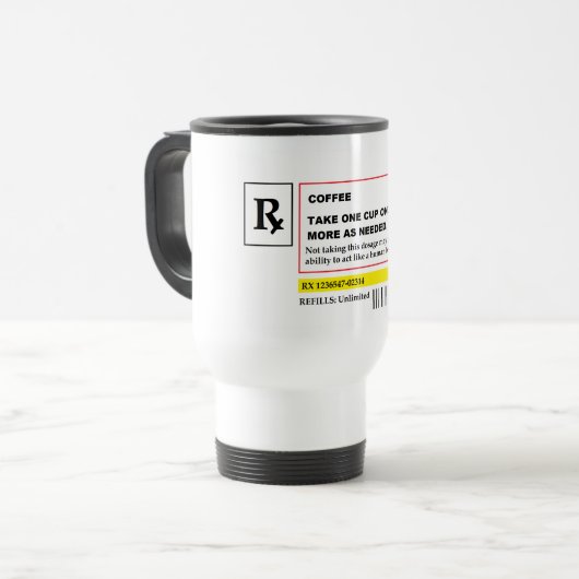 "Coffee Prescription"-reismuis Reisbeker (Voorkant links)