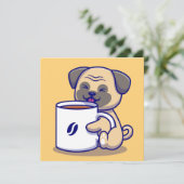 Coffee Pug Feestdagenkaart (Staand voorkant)