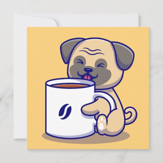 Coffee Pug Feestdagenkaart (Voorkant)