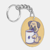Coffee Pug Sleutelhanger (Voorkant Links)