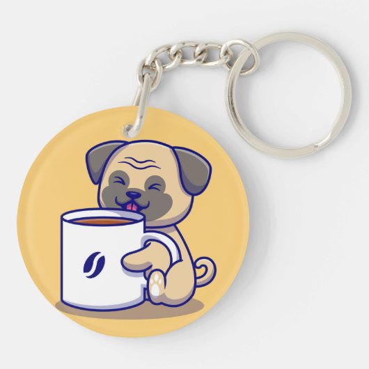 Coffee Pug Sleutelhanger (Achterkant)
