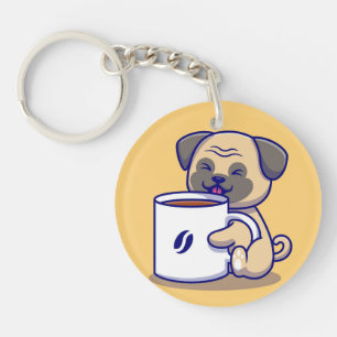 Coffee Pug Sleutelhanger