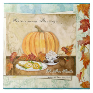 Coffee Pumpkin Autumn Herfst Harvest Kitchen Decor Tegeltje