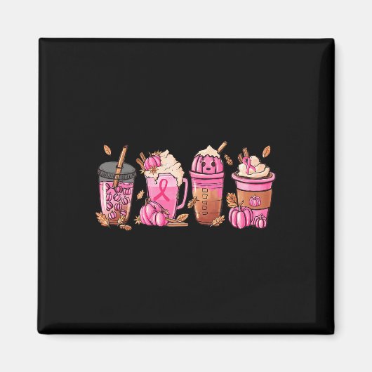 Coffee Pumpkin Latte Spice Borstkanker Bewustzijn Magneet (Voorkant)