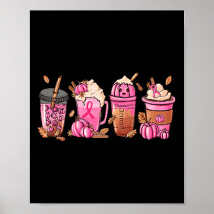 Coffee Pumpkin Latte Spice Borstkanker Bewustzijn Poster