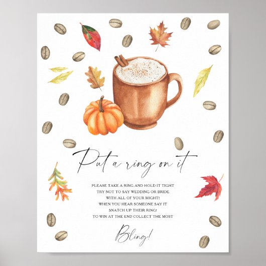Coffee Pumpkin Vrijgezellenfeest Zet een ring op h Poster (Voorkant)