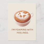 Coffee Pun: Iron T Foaming With Feelings Art Aankondigingskaart (Voorkant)