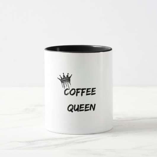 Coffee Queen Black Typography Mug | Elegant Minima Mok (Midden)