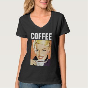 COFFEE RETRO VROUW DAMES T-SHIRTS