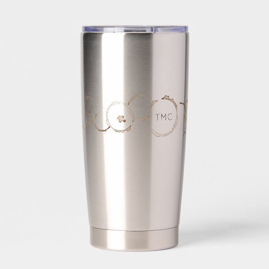 COFFEE Rings INITIALEN Bruin Reisplezier Geïsoleerde Drinkbeker (Voorkant)