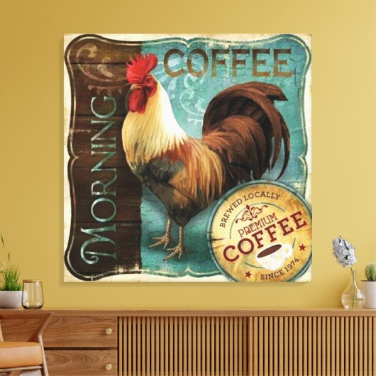 Coffee Rooster Canvas Afdruk (Insitu (Woonkamer))